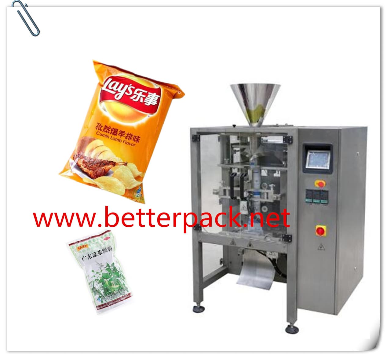 Vertical forming filling and sealing machinery snack food pa